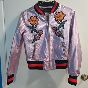 Size Small pink AFTF Basic Bomber faux leather